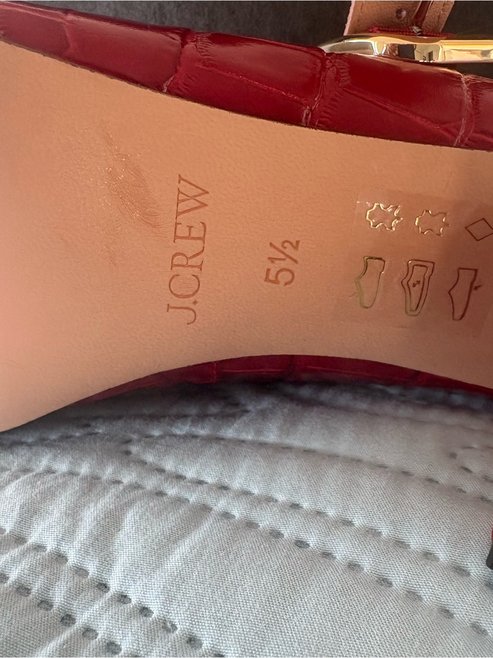J. Crew Red Croc-Embossed Ankle-Strap Heel